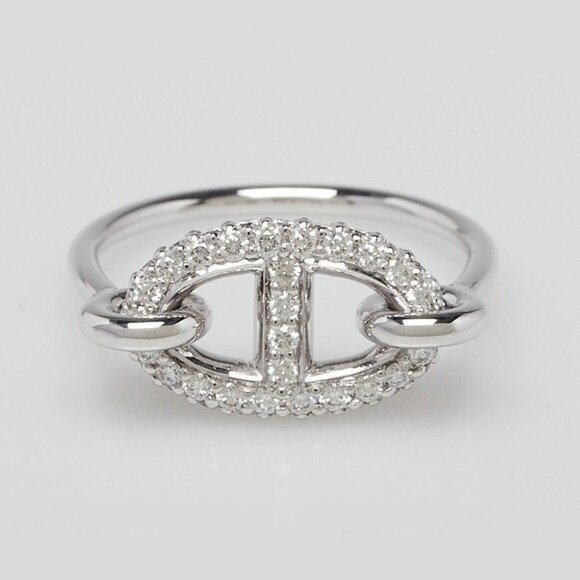 Hermes 18k White Gold and Diamonds Farandole Ring Size 5.25/50 - Picture 1 of 6